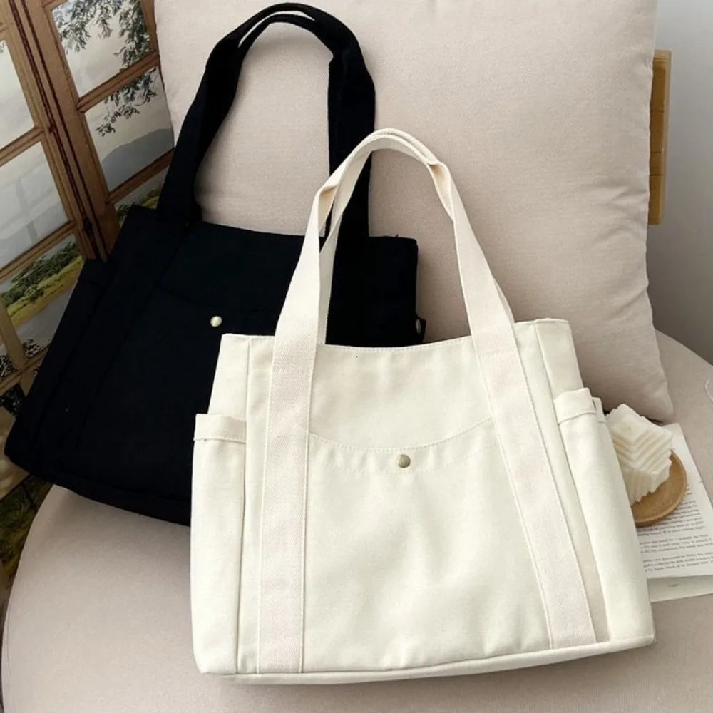 Bolsas de lona de gran capacidad para el trabajo, los desplazamientos, el bolso de mano, el estilo universitario, el bolso de hombro para libros, bolsos para mujer