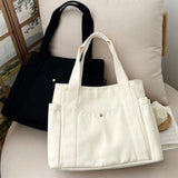 Large Capacity Canvas Tote Bags for Work Commuting College Style Student Outfit Book Shoulder Bag for Women