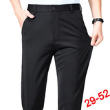 Pantalones de talla grande para hombre, pantalones de traje de negocios, pantalones de vestir formales elásticos, pantalones negros clásicos para hombre grande