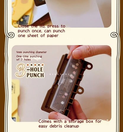 3-Hole 4mm Card Hole Punch Limited Edition Loose Leaf Notebook M5/A7 Portable Binder Punching Machine Office Supplies For 1paper