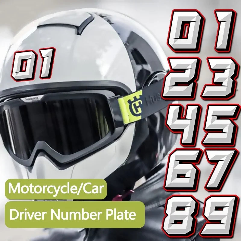 Motorcycle Racing Arabic Numbers Stickers DIY Refit Reflective Sticker Number Helmet Car Styling 3D Realistic Motorcycle Decals