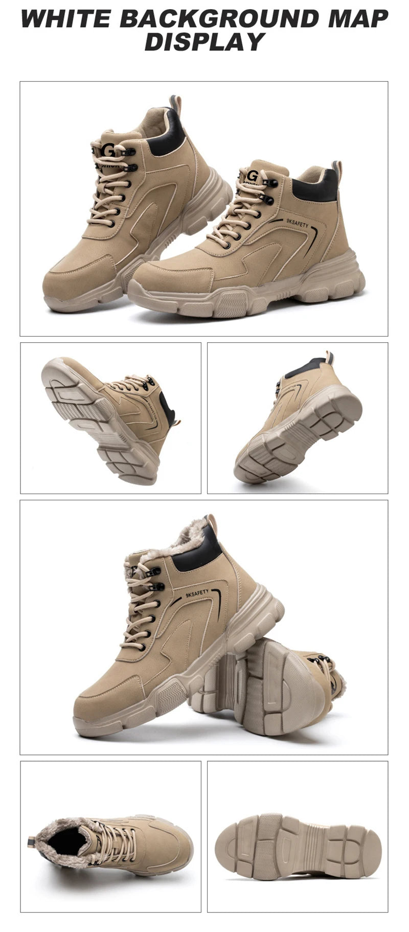 Steel Toe Boots for Men Lightweight Slip Resistant Construction Work Boots Indestructible Men's Safety Shoes Outdoor Boots