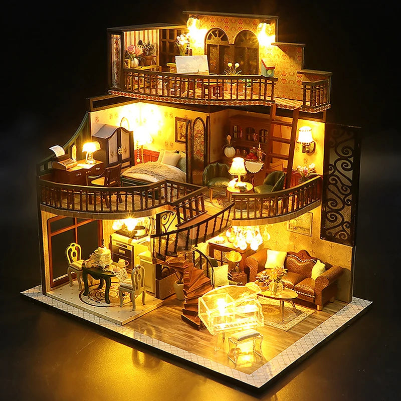 Doll House Handmade 3D Puzzle Making Building Model Kit Production And Assembly Room Toys Wooden Crafts DollHouse Birthday Gifts