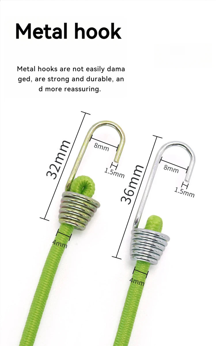 5/10PCS Elastic Luggage Strap with Fixed Socket Small Hook 4mm Latex Mini Rope for Camping Fixed Elastic Cord Accessory