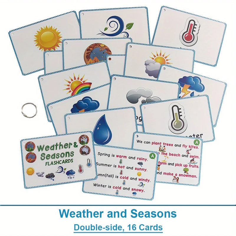 Weather & Season Learning Card English Classroom Group Learning Tools Grammar and Vocabulary Building for Beginner