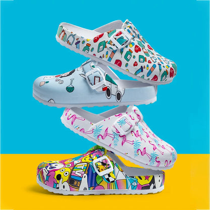 Zuecos médicos estampados antideslizantes, zapatillas ultraligeras para médicos y enfermeras, calzado veterinario, calzado quirúrgico premium YC-1