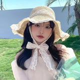 Women's Summer Beach Sun Hat Wide Brim Foldable Elegant Straw Hat for Pool Park Vacation Camping