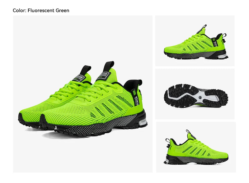 Baasploa Men Running Shoes Mesh Breathable Sport Shoes For Men Fashion Lightweight Casual Sneakers Non-Slip Lace Up Plus Size 50