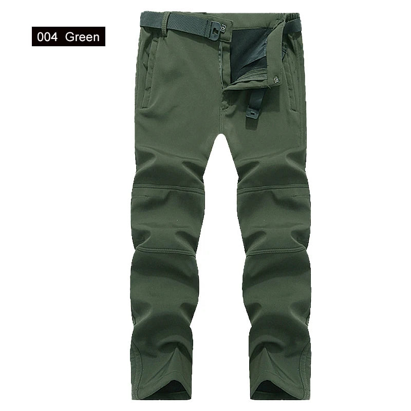 TRVLWEGO Winter Men Camping Hiking Pants Travel Soft Shell Warm Waterproof Fleece Windproof Outdoor Skiing Trekking Trousers