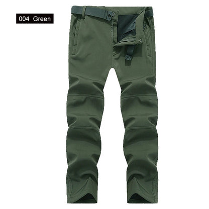 TRVLWEGO Winter Men Camping Hiking Pants Travel Soft Shell Warm Waterproof Fleece Windproof Outdoor Skiing Trekking Trousers