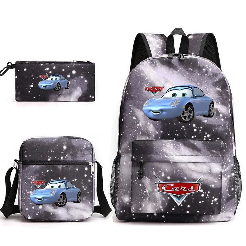 3pcs Disney Pixar Cars Lightning McQueen Students Backpacks Schoolbags Pencil Case Shoulder Bags Boys Girls School Bags Sets