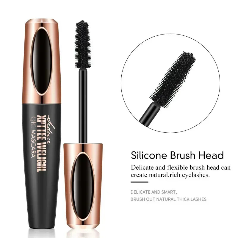 Rímel de cílios QIC XPTTEE WELIGHL Rímel duradouro e delineador à prova d'água grosso longo encaracolado escova de cílios de silicone 4D Rímel