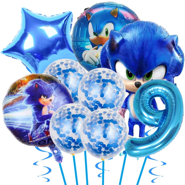 Sonic the Hedgehog Fontes do partido, Foil Balões, Látex Balões Kit, Decorações de aniversário, Balões Número, Decoração Presentes, 32"