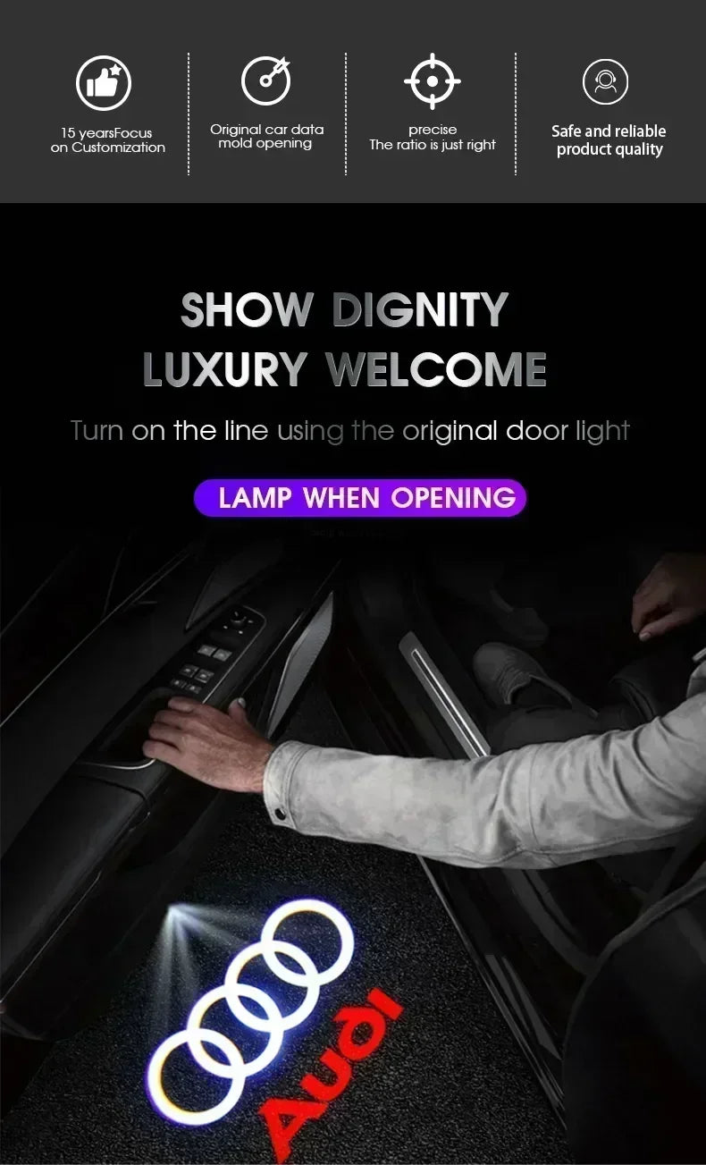 Audi A3 A4 B8 8P 8V A6 C7 A5 Q5 B7 B6 B9 SLINE QUTTRO RS Q3 Q7 S3 S4 S5 S6 S8 Car Door Welcome Light Led HD Projector Lamp