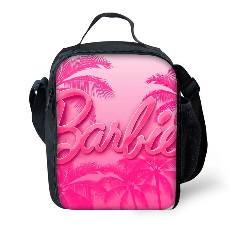 Cartoon Dolls 3 pcs set Child School Backpack with Lunch Bags Pencil Bags B-Barbies School Bags for Boys Girls Best Gift