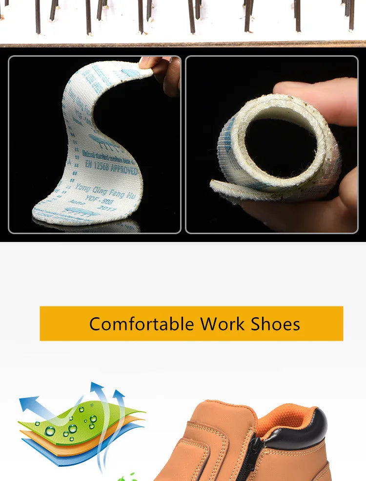 Zapatos de trabajo para hombre, zapatos de seguridad impermeables, botas de cuero antichispas para hombre, zapatos de soldador antideslizantes y antiperforación para hombre, zapatos de trabajo negros.