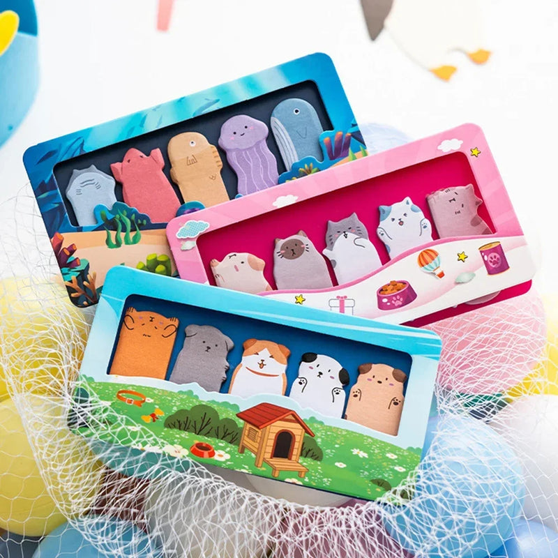 150 Sheets/set Cartoon Animals Sticky Notes Classified Indexing Stickers Bookmarks Notepads Stationery