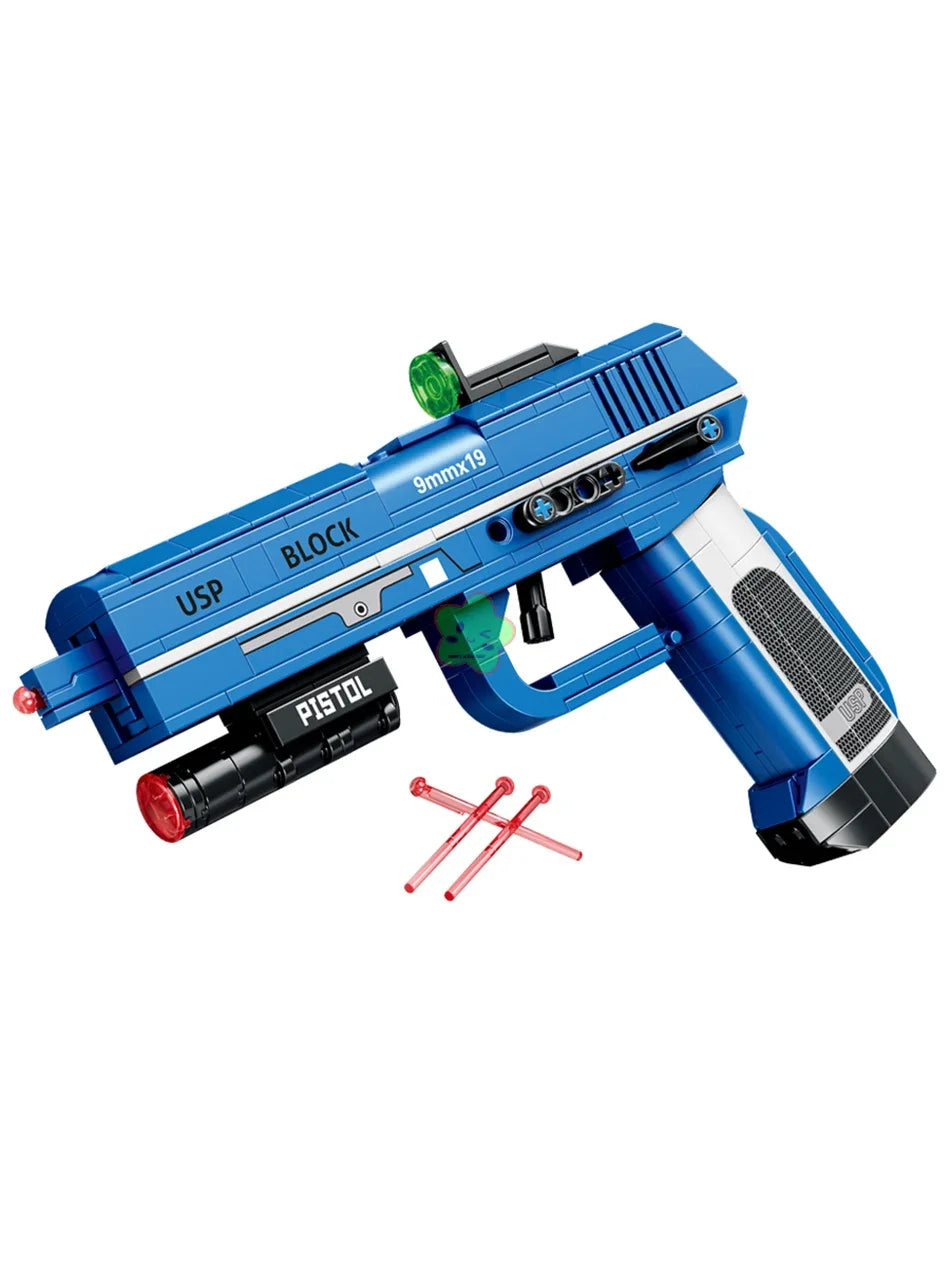 Technical Building Blocks Toys Gun Scorpion Uziel Submachine Magnum Eagle USP Pistol WW2 Military SWAT Weapon Model For Children