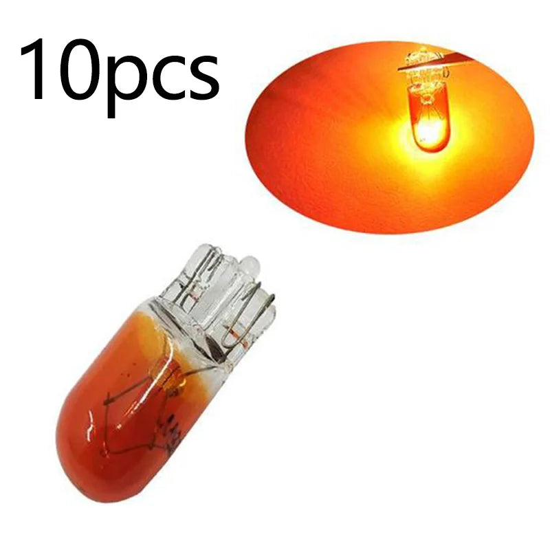10pcs Car T10 12V 194 168 W5W 3W/5W Wedge Warm White Bule Red Yellow Green Amber Halogen Bulb Replacement Dashboard Bulb Light