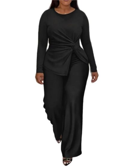 2 Piece Women Sets 2026 New Arrival Plus Size Spring Autumn Matching Sets Black Two Pieces Sets Top Pants Suits Outfits Clothing