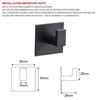 Black Self-Adhesive Wall Hooks For Hanging Keys Clothes Hanger Door 3M Robe Hook Coat Rack Towel Holder Bathroom Accessories