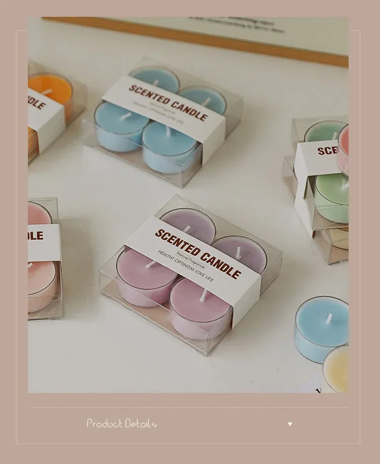 4pcs Handmade Tea Light Scented Candle Aromatherapy Soy Wax Candles Wedding Birthday Candle Party Home Decoration Photo Props