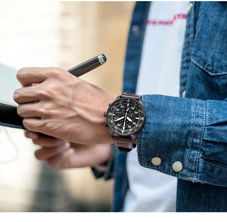 Citizen Fashion Men Stainless Steel Watch Luxury Calendar Quartz Wrist Watch Business Watches for Man Clock Montre Homme
