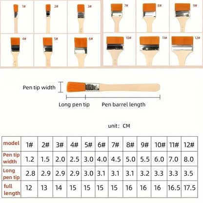 12pcs/set Memory Nylon Paint Brushes Set for Acrylic Oil Drawing Watercolor Wooden Painting Brush Tools Art Supplies