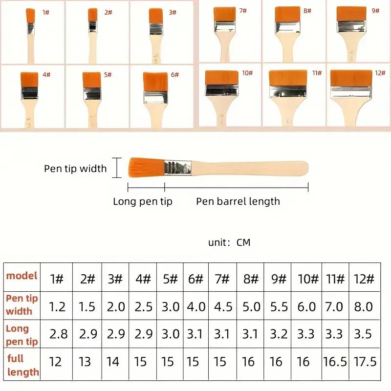 12pcs/set Memory Nylon Paint Brushes Set for Acrylic Oil Drawing Watercolor Wooden Painting Brush Tools Art Supplies