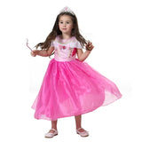 Girl Pink Dress Aurora Cosplay Costume Princess Deluxe Outfit Children Summer Brthday Party Elegant Gown Fairy Disguise Sets