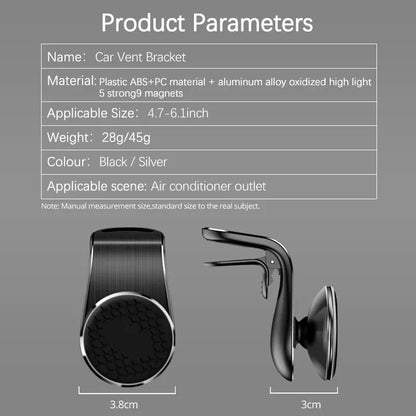 Magnetic Car Phone Holder Universal Air Vent Car Phone Mount Mobile GPS Support for iPhone Huawei Samsung 360° Rotation Bracket