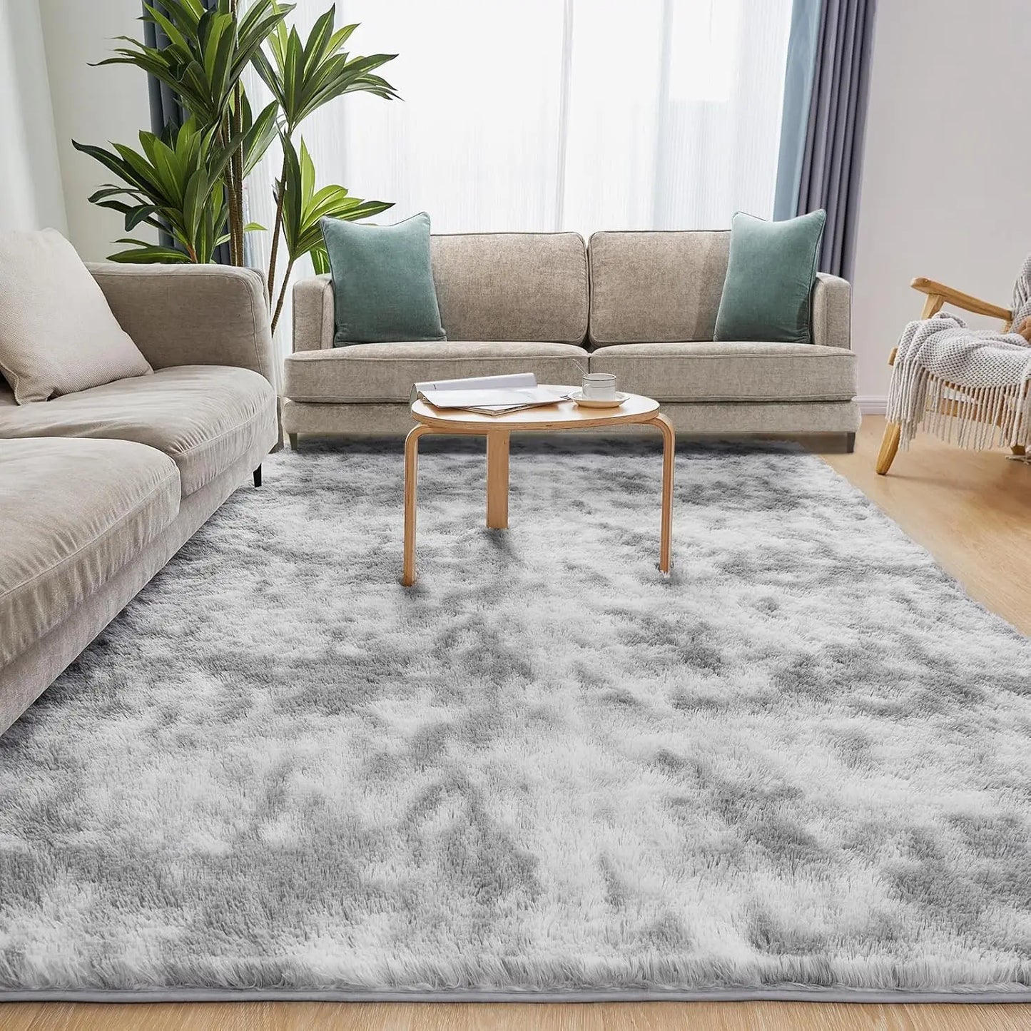 Soft Area Rugs for Living Room Non-Slip Thick Plush Carpets for Winter Anti-Slip Fluffy Artificial Velvet Rugs Soft Gray Carpets
