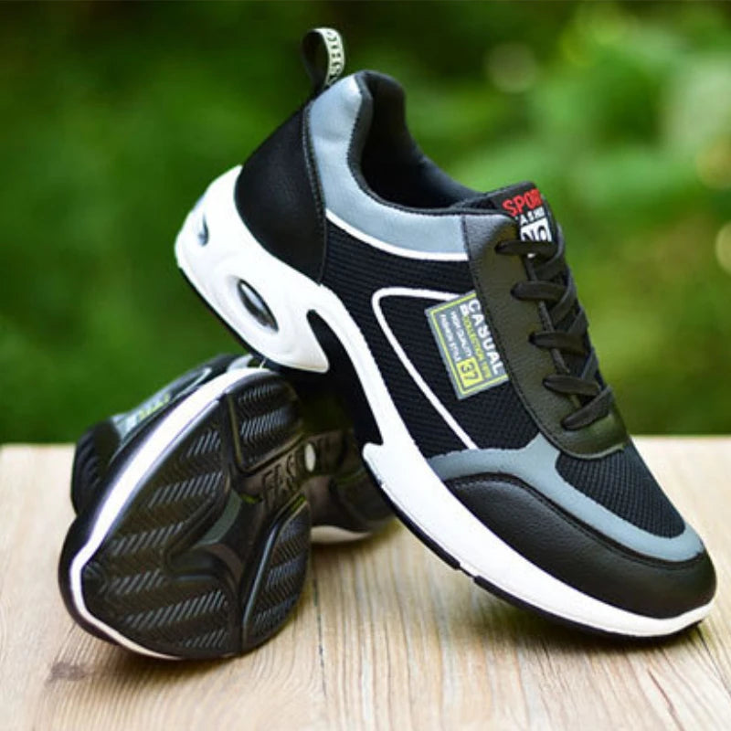Zapatillas de running para hombre, transpirables, con amortiguación de aire, con cordones, antideslizantes, para exteriores