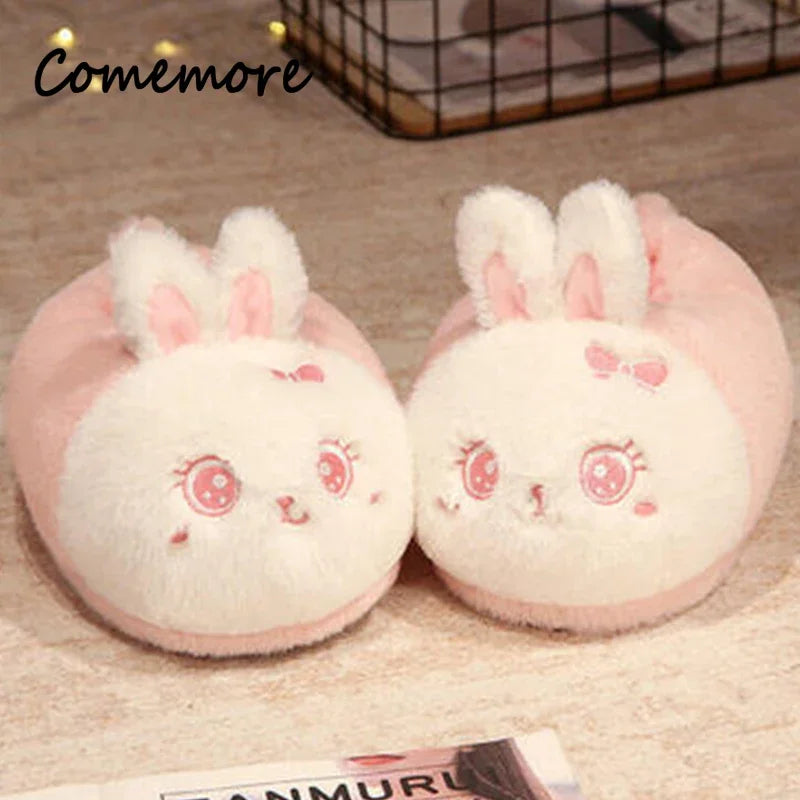 Comemore 2023 White Warm Adult Lady Plush Head Indoor Floor Women Fun Slipper Rabbit Cute New Home Slippers Cartoon Bee Design