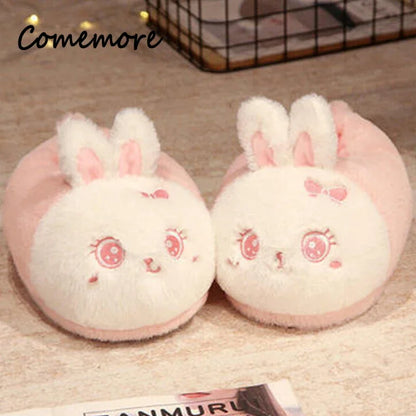 Comemore 2023 White Warm Adult Lady Plush Head Indoor Floor Women Fun Slipper Rabbit Cute New Home Slippers Cartoon Bee Design