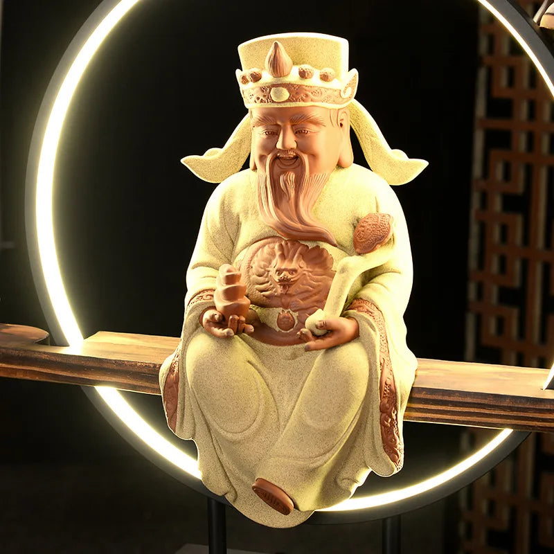 New Chinese Style Zen Ornaments for Entrance Living Room Office God of Wealth Buddha Statue Reflux Incense Decoration