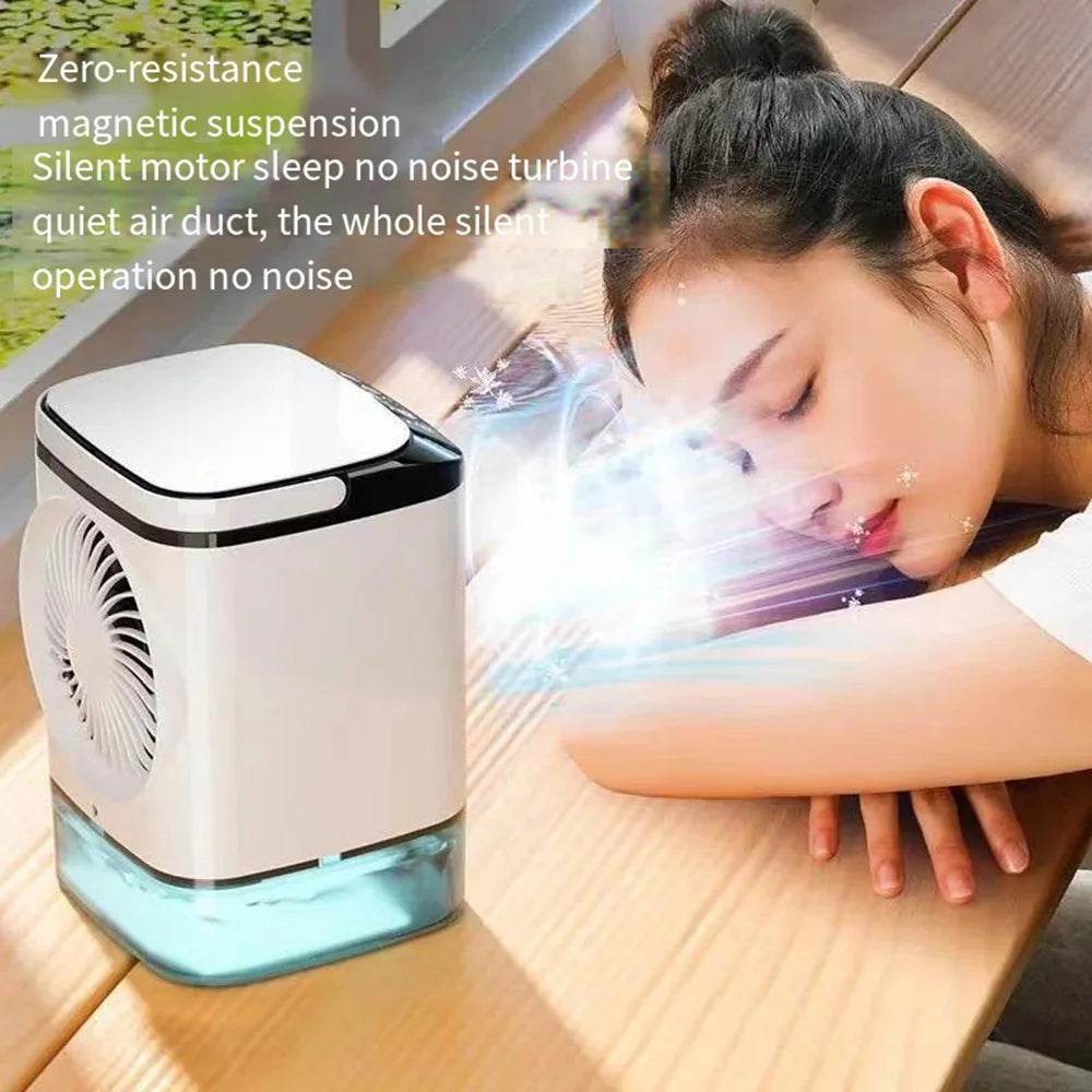 USB Portable Air Conditioner Fan Mini 3 Gears Home Desktop Cooling Fan LED Night Lamp Air Cooler for Room Office Camping 선풍기
