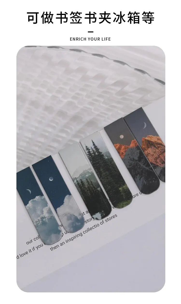 2pcs Forest Landscape Magnetic Bookmark For Pages Books Readers