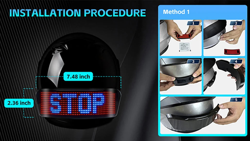 LED Helmet Display ,Motorcycle Helmet Tail Light Helmet Warning Light Moto Accessories