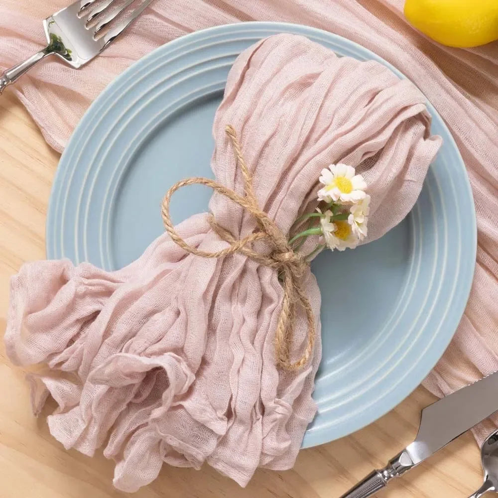Set of 12 Gauze Cheesecloth Napkins Cloth Bulk Dinner Table Napkins for Home Wedding Valentine's Party Event Table Decoration