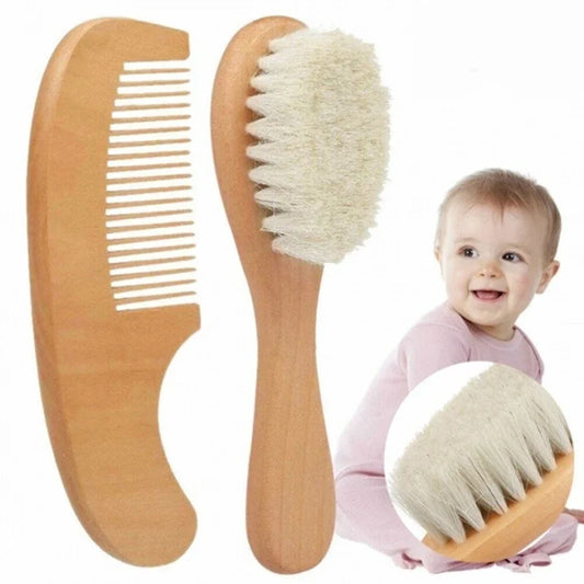 Cepillo de lana para bebé recién nacido, cepillo de madera para bebé, cepillo para el cabello para recién nacido, masajeador de cabeza para bebé, peine portátil para bebé, cepillo para el baño, peine nuevo
