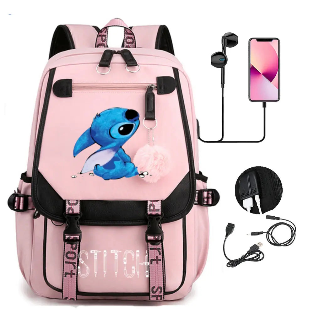 Mochila gruesa de Disney con dibujos animados de Stitch para niños, minimochila deportiva, moderna y bonita, ideal como regalo de alta calidad.