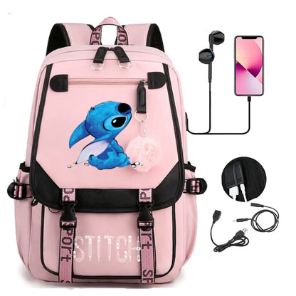 Mochila gruesa de Disney con dibujos animados de Stitch para niños, minimochila deportiva, moderna y bonita, ideal como regalo de alta calidad.