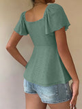 2026 Women Y2k Summer Tops V-Neck Drawstring Sexy Lace Up Short Sleeve Solid Color Shirts Female Elegant Casual Fashion Blouses