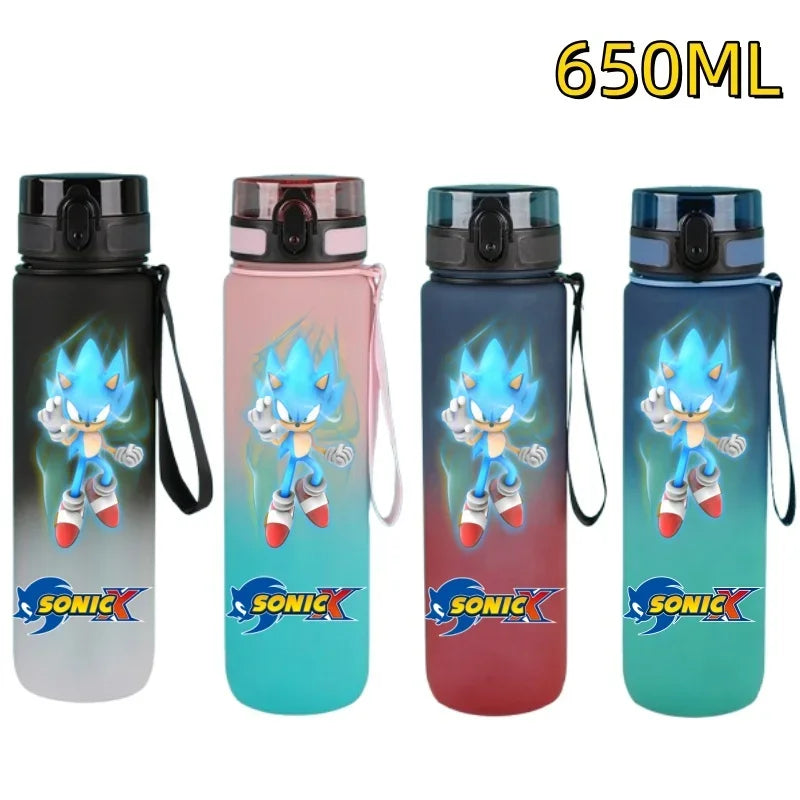 650ML Sonic Hedgehog Sport Water Bottle Large Capacity Cartoon Portable Plastic Water Bottle Drinking Cup Student Birthday Gifts