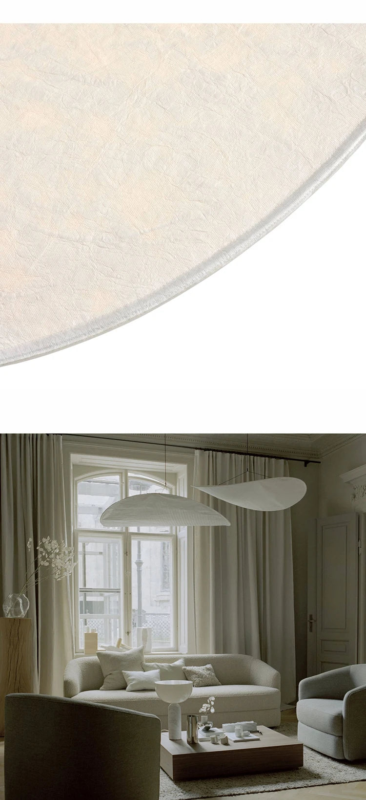 Wabi Sabi Silk Pendant Lamp Modern LED Ceiling Chandelier Light for Living Room Dining Bedroom Indoor Home Decor Light Fixtures