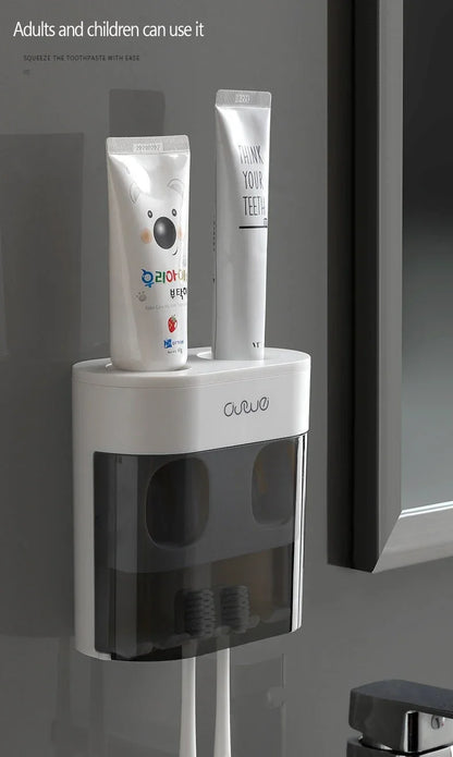 Exprimidor automático de pasta de dientes de pared, dispensador de pasta de dientes, soporte magnético para cepillos de dientes, estante para pasta de dientes, accesorios de baño