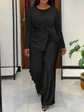 2 Piece Women Sets 2026 New Arrival Plus Size Spring Autumn Matching Sets Black Two Pieces Sets Top Pants Suits Outfits Clothing