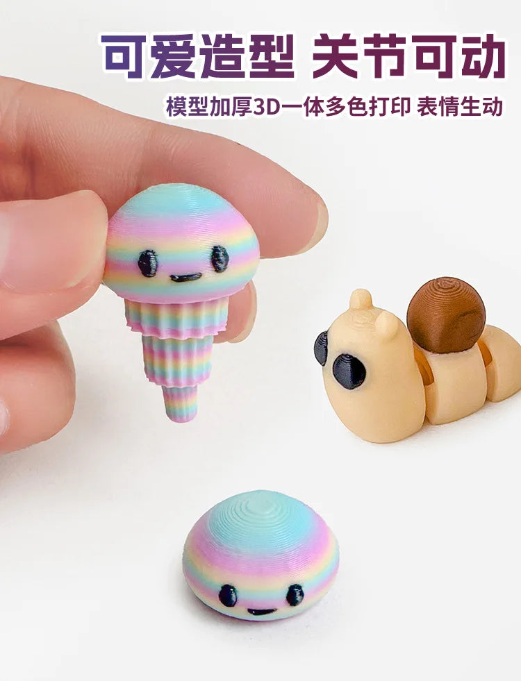 10/50pcs 3D Printed Simulation Toys Mini Animal Model Home Ornament  Cartoon Figure Birthday Gift Sets Decompression Kid Toy