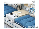 Conjunto de sofás nórdicos de tela MINGDIBAO con altavoz Bluetooth y USB - Sofás modulares modernos para sala de estar, sofá esquinero grande de tela en forma de U